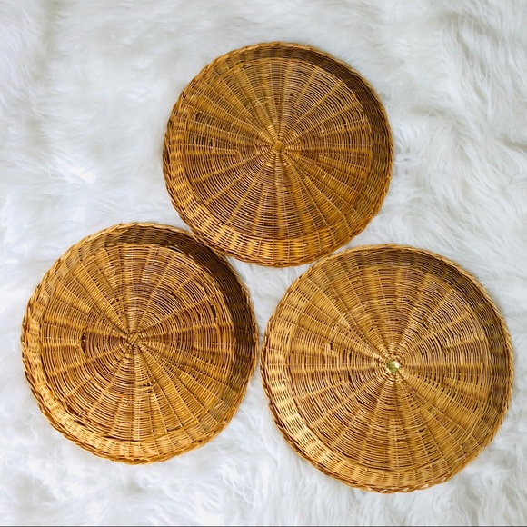 SET Of 3 Boho Wicker Decorative Baskets - Picture 5 of 8